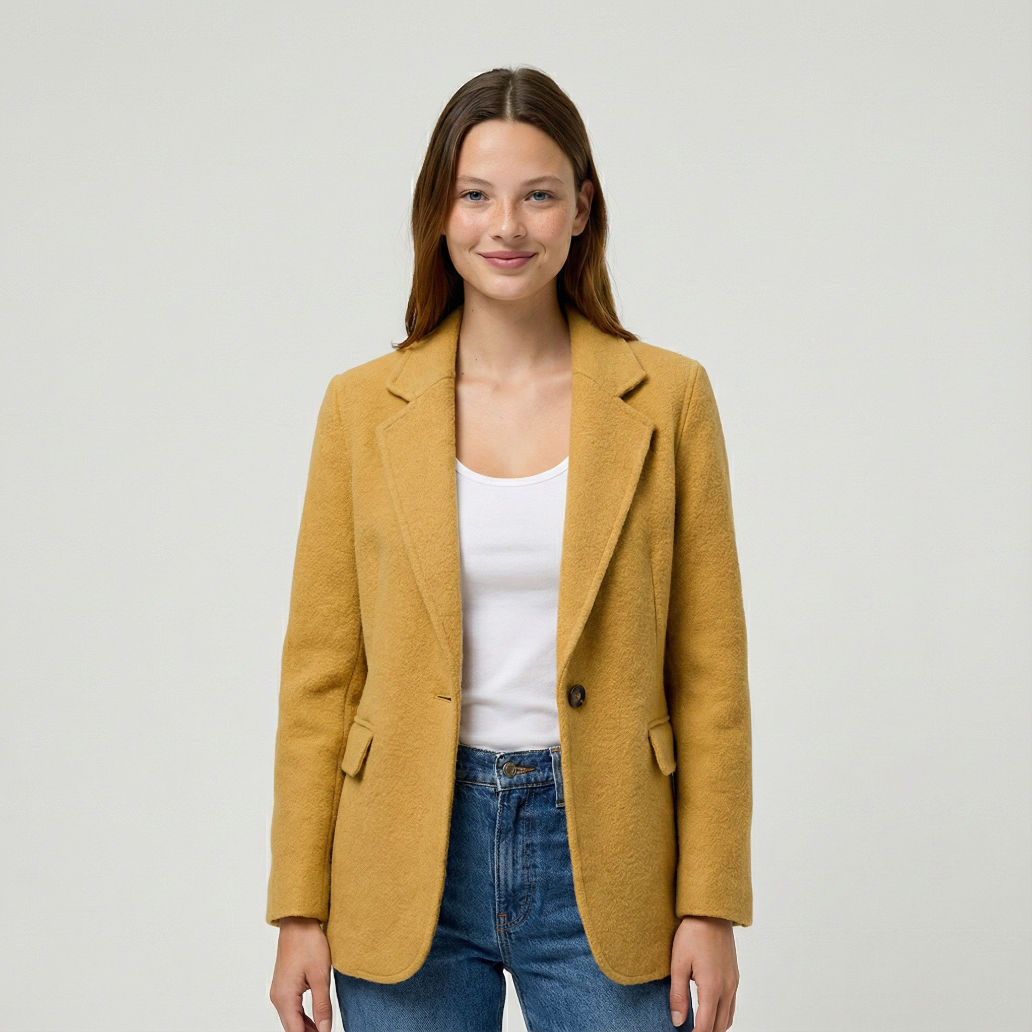 Blazer Jacket Tailored Notch Lapel Single Button Formal Office Ladies