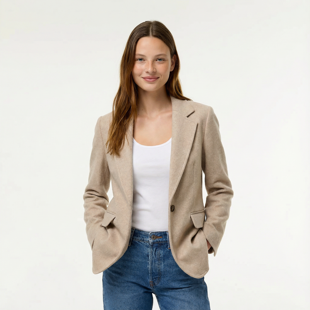 Blazer Jacket Tailored Notch Lapel Single Button Formal Office Ladies