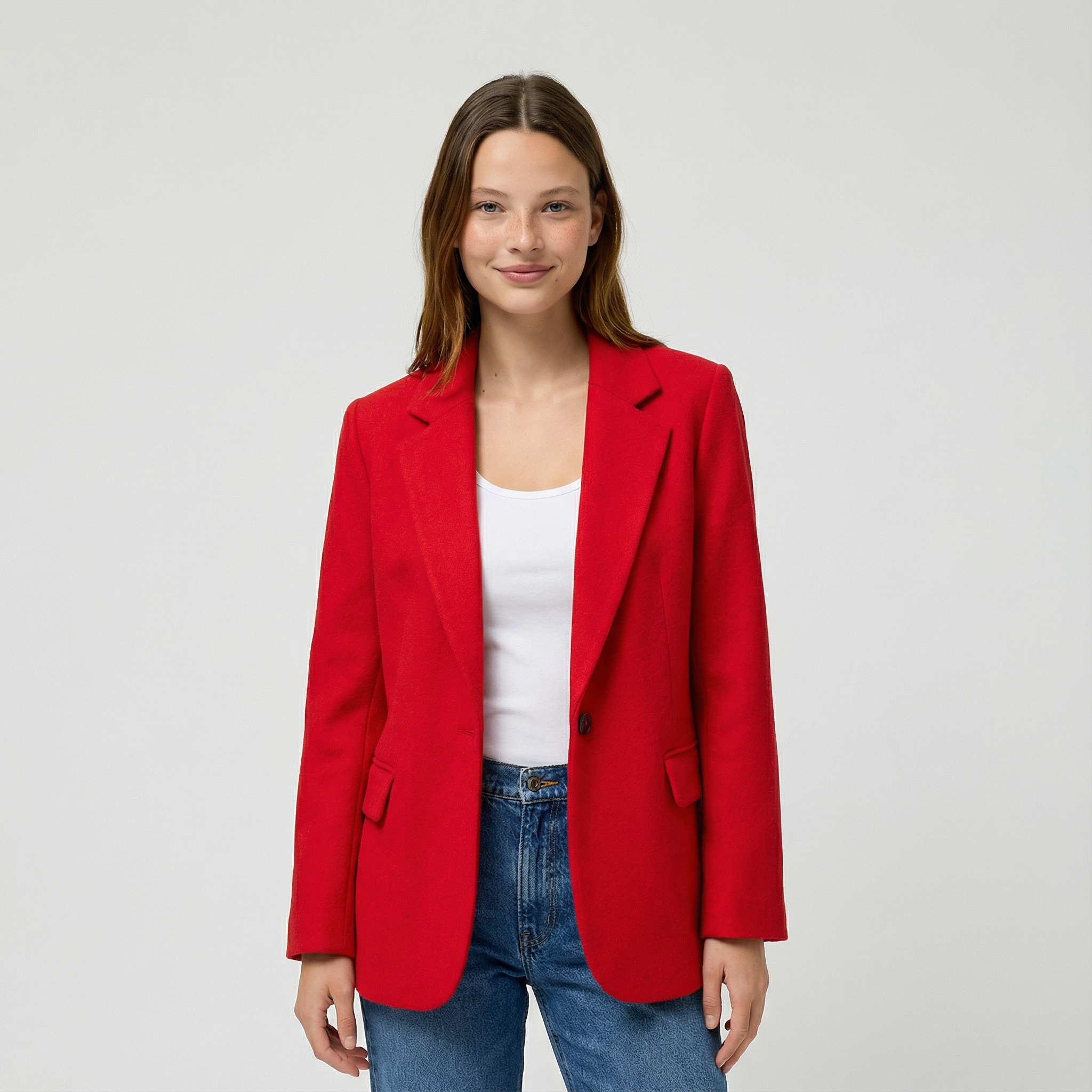 Blazer Jacket Tailored Notch Lapel Single Button Formal Office Ladies