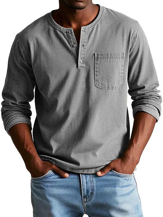 Peter Men's Simple Casual Long-Sleeve Shirt - Minimalist Style, Comfortable Fit, Versatile Daily Wear