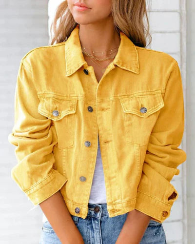 Abigail Colorful Denim Jacket - Vibrant Design, Soft Breathable Fabric, Trendy Casual Style