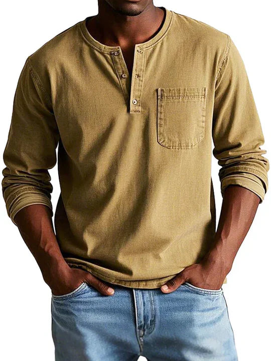 Peter Men's Simple Casual Long-Sleeve Shirt - Minimalist Style, Comfortable Fit, Versatile Daily Wear