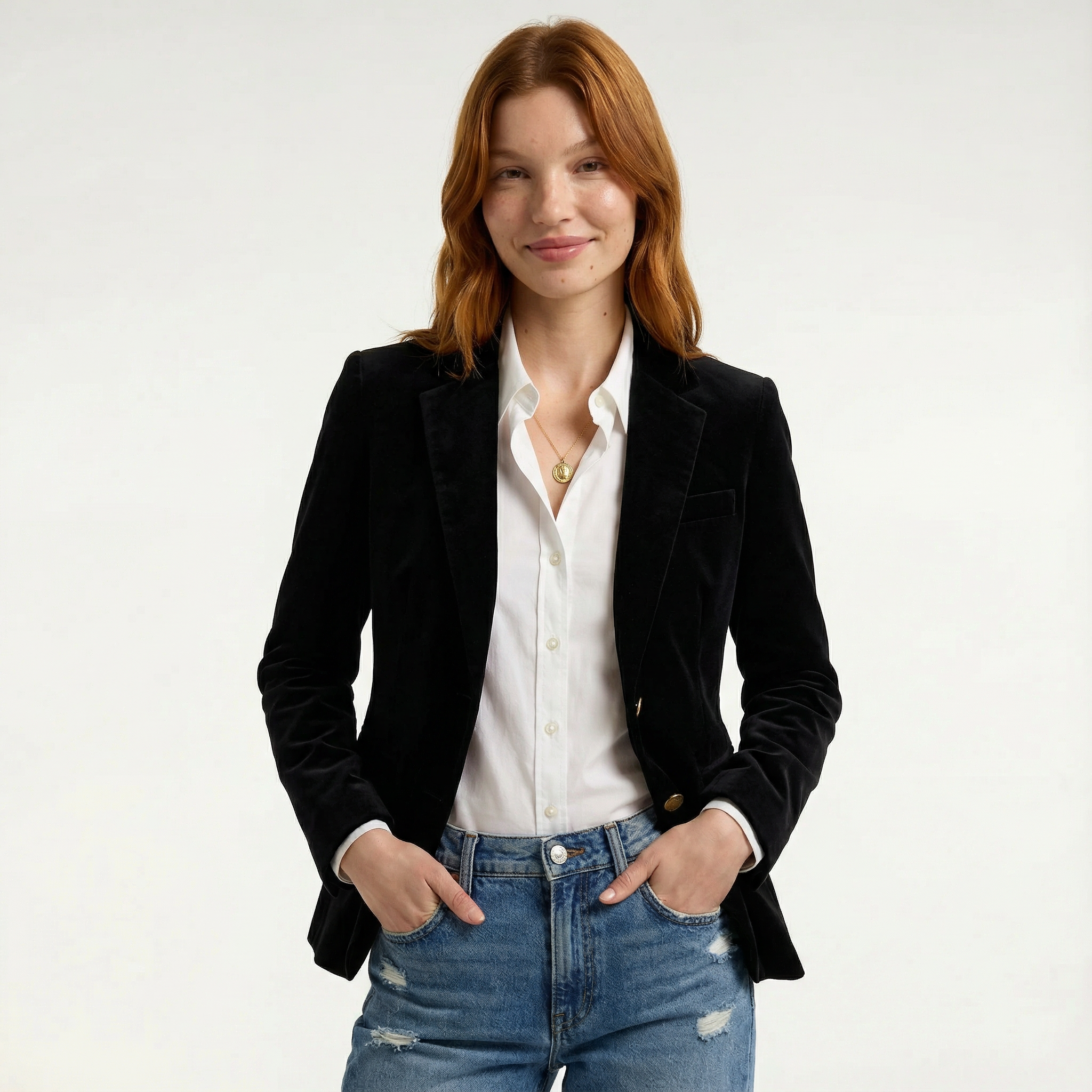 Blazer Velvet Women's Tailored Long Sleeve Christmas Party Evening