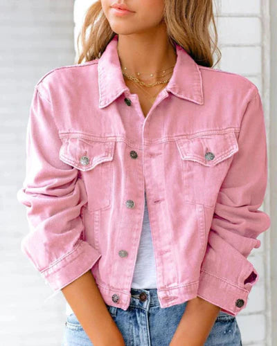 Abigail Colorful Denim Jacket - Vibrant Design, Soft Breathable Fabric, Trendy Casual Style