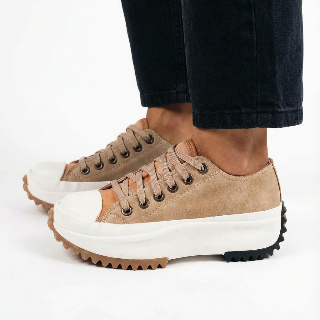 Platform Sneakers Chunky Sole Lace Up Canvas Casual Holiday Women's Shoes