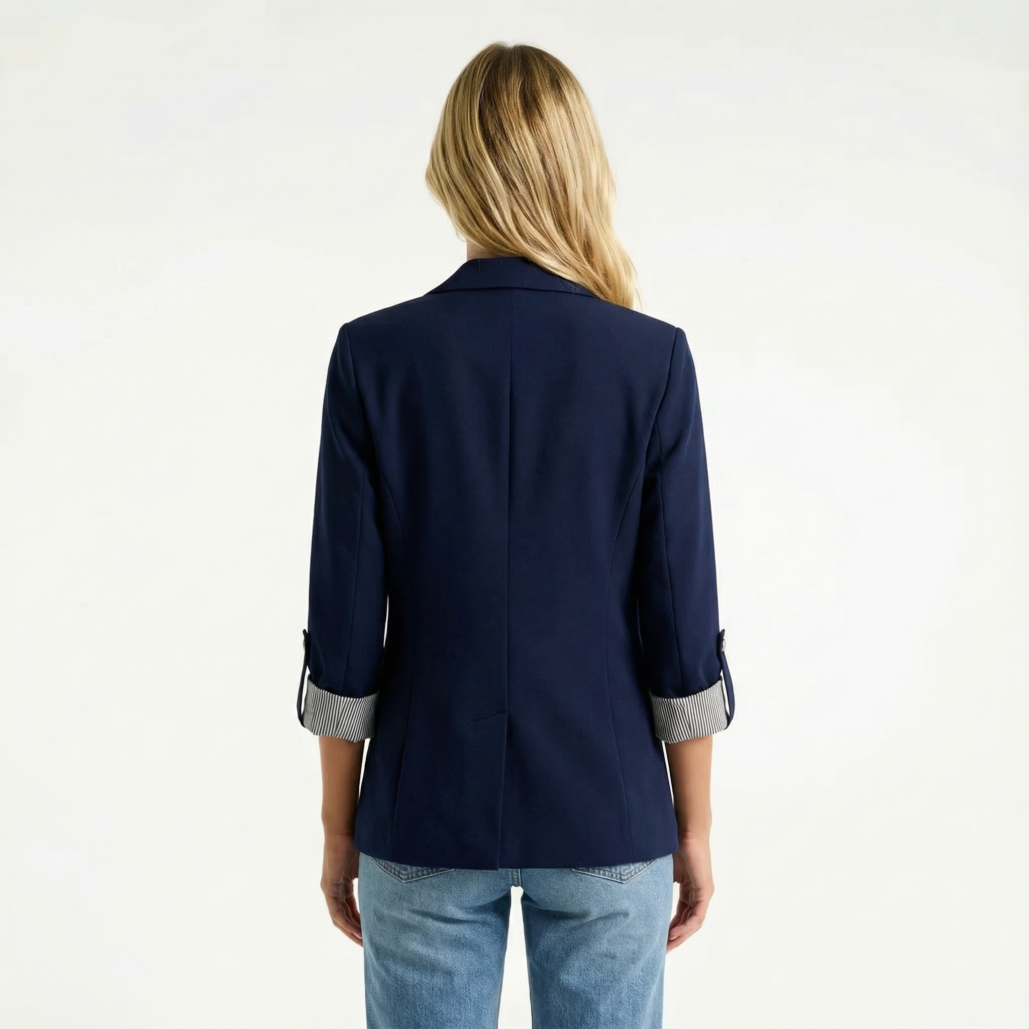 Casual Blazer Rolled Sleeve Notched Lapel Lightweight Office Women's