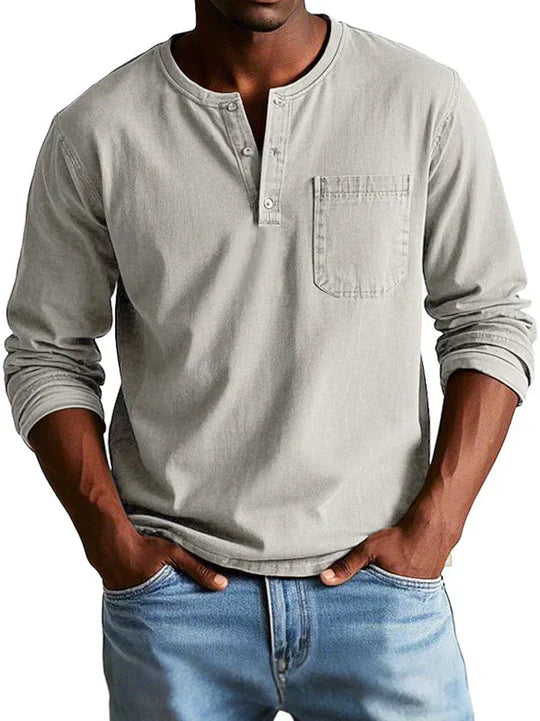 Peter Men's Simple Casual Long-Sleeve Shirt - Minimalist Style, Comfortable Fit, Versatile Daily Wear