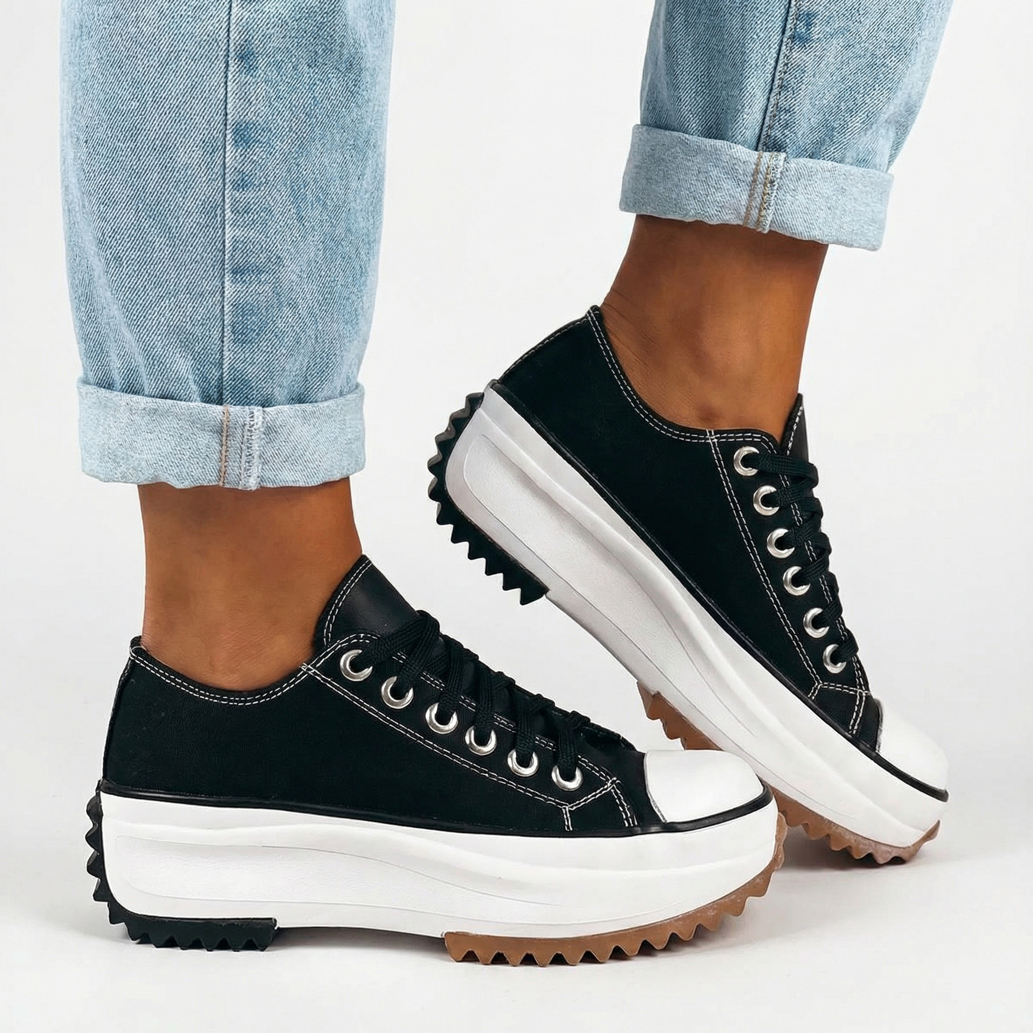 Platform Sneakers Chunky Sole Lace Up Canvas Casual Holiday Women's Shoes