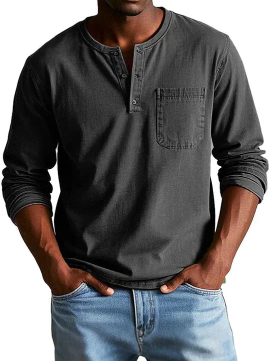 Peter Men's Simple Casual Long-Sleeve Shirt - Minimalist Style, Comfortable Fit, Versatile Daily Wear