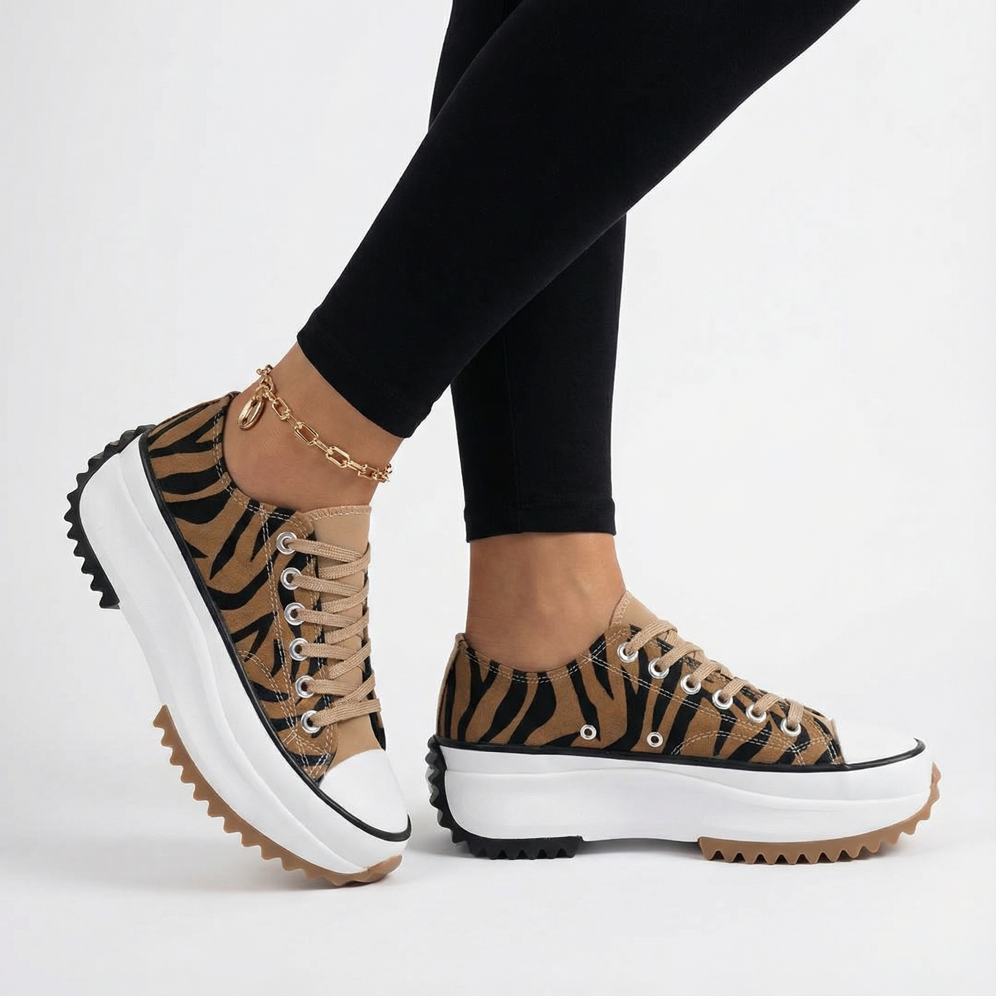 Platform Sneakers Chunky Sole Lace Up Canvas Casual Holiday Women's Shoes