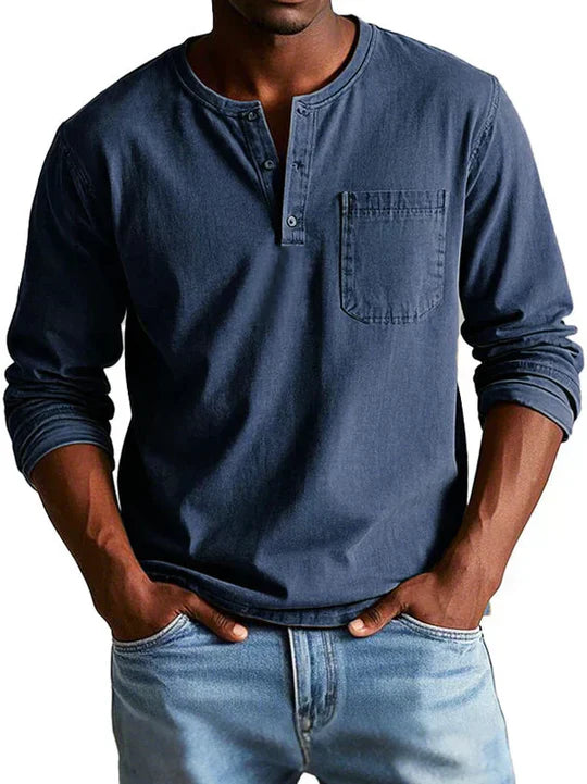 Peter Men's Simple Casual Long-Sleeve Shirt - Minimalist Style, Comfortable Fit, Versatile Daily Wear