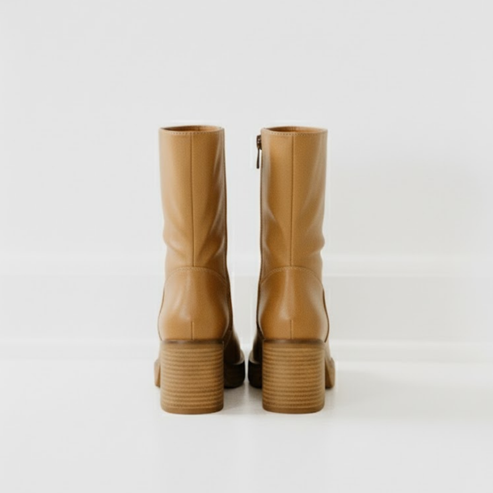 Block Heel Square Toe Boots