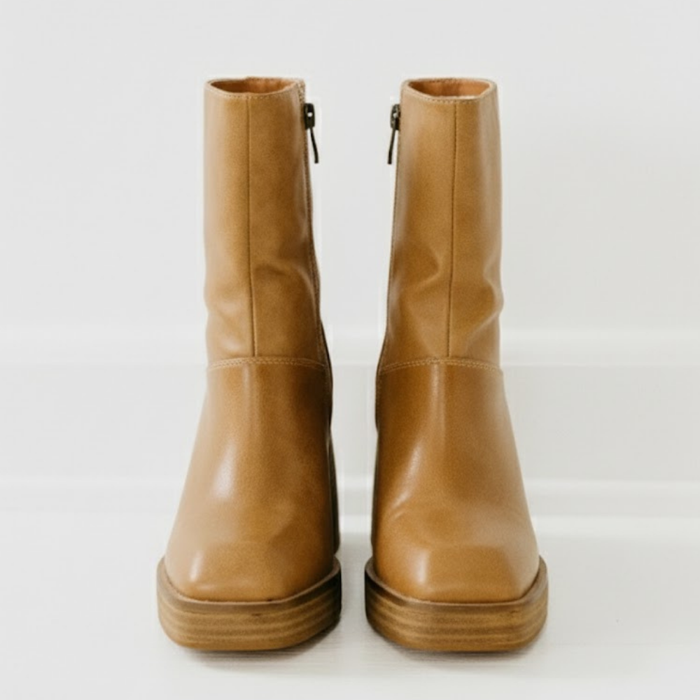 Block Heel Square Toe Boots