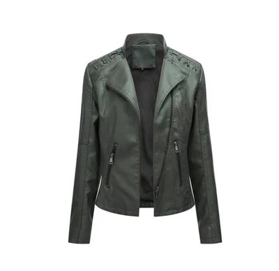 Women's Vintage Lamb Leather Jacket - Princess Seams, Concealed Zipper, Stand-Up Collar