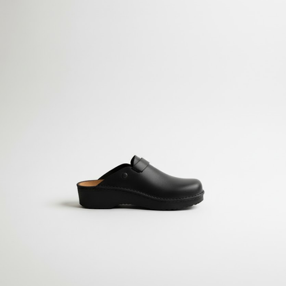 Leather Buckle Strap Clogs