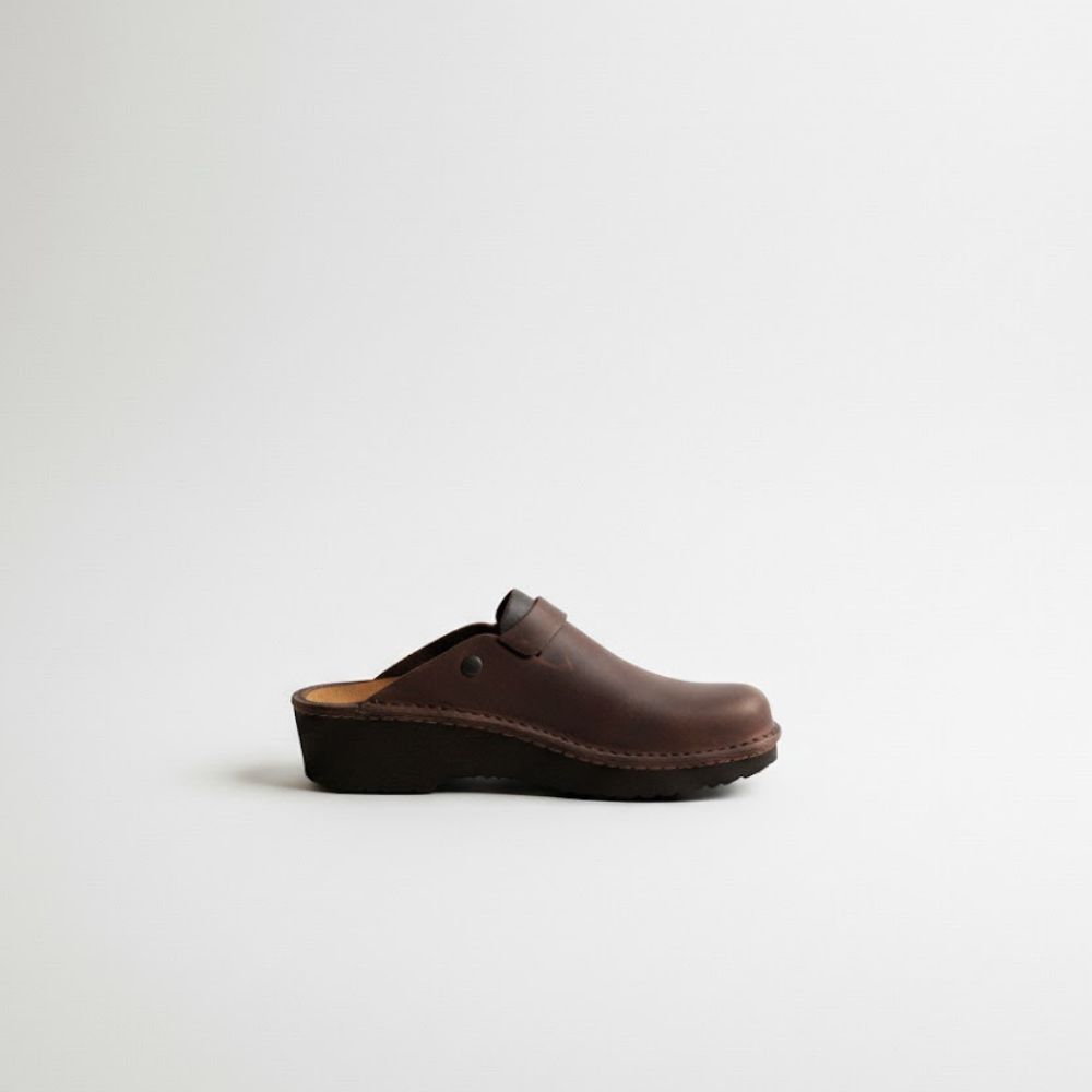 Leather Buckle Strap Clogs