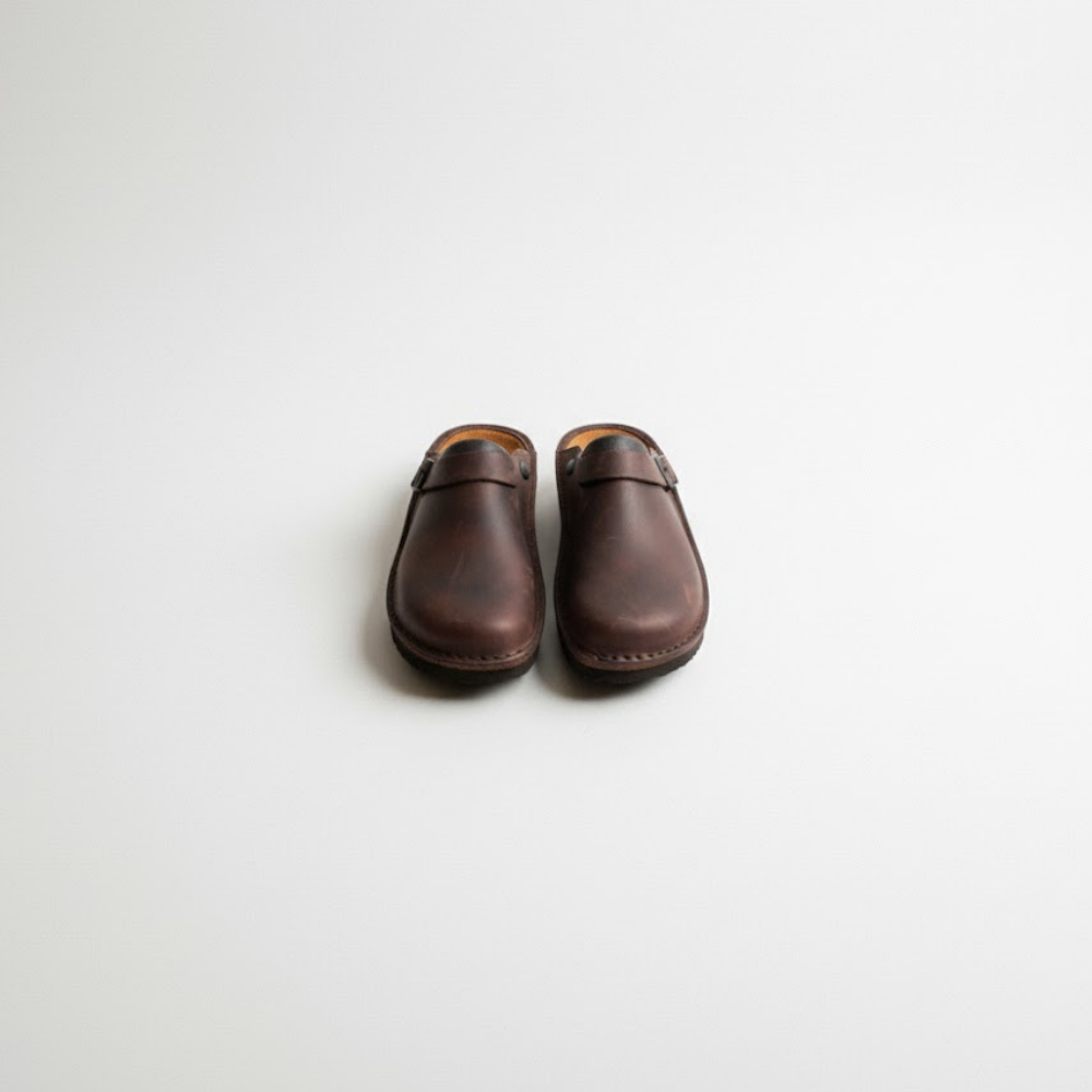 Leather Buckle Strap Clogs