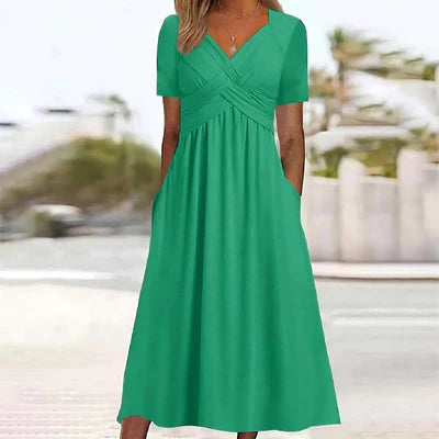 Jamaica Elegant Midi Dress - Belly Coverage, Flattering A-Line Cut, Versatile Sophisticated Style