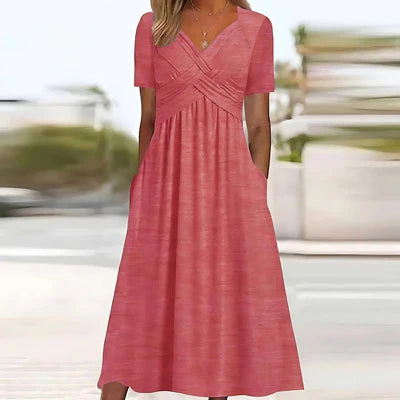Jamaica Elegant Midi Dress - Belly Coverage, Flattering A-Line Cut, Versatile Sophisticated Style