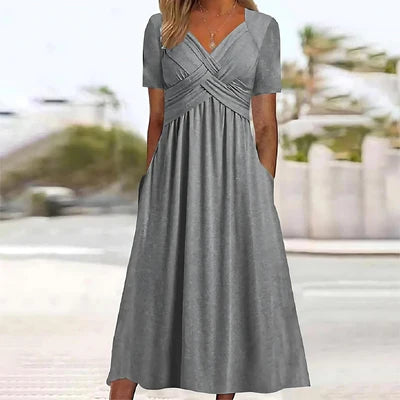 Jamaica Elegant Midi Dress - Belly Coverage, Flattering A-Line Cut, Versatile Sophisticated Style