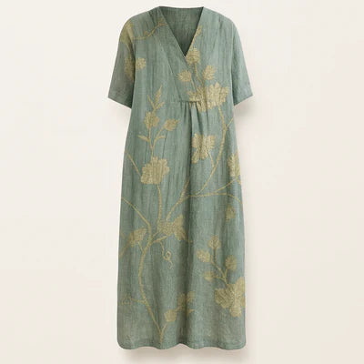 Willow Patterned Summer Dress - Lightweight Fabric, Breathable Material, Relaxed Fit