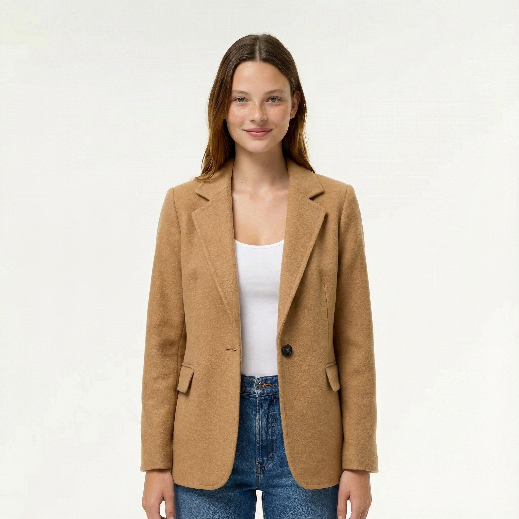 Blazer Jacket Tailored Notch Lapel Single Button Formal Office Ladies