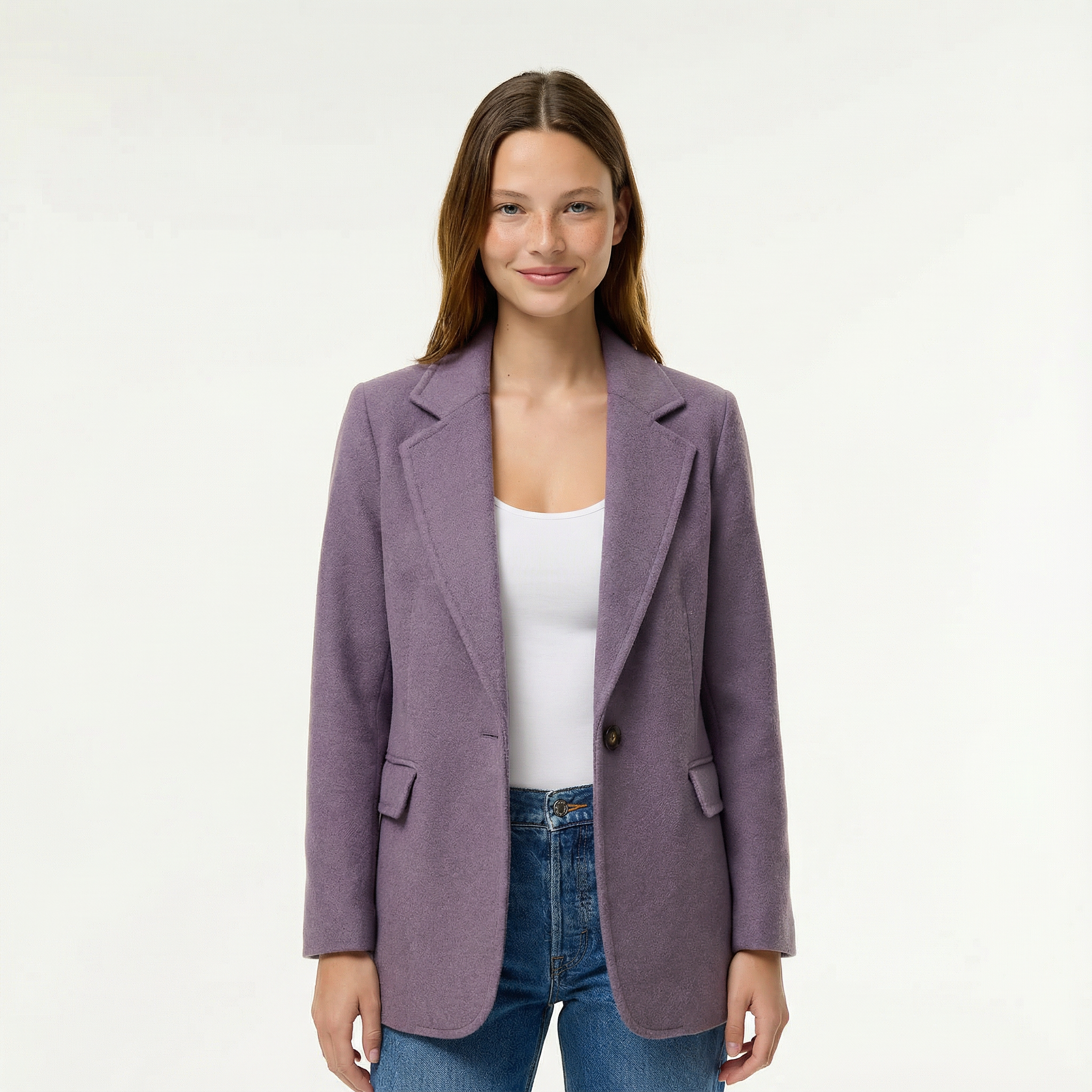 Blazer Jacket Tailored Notch Lapel Single Button Formal Office Ladies