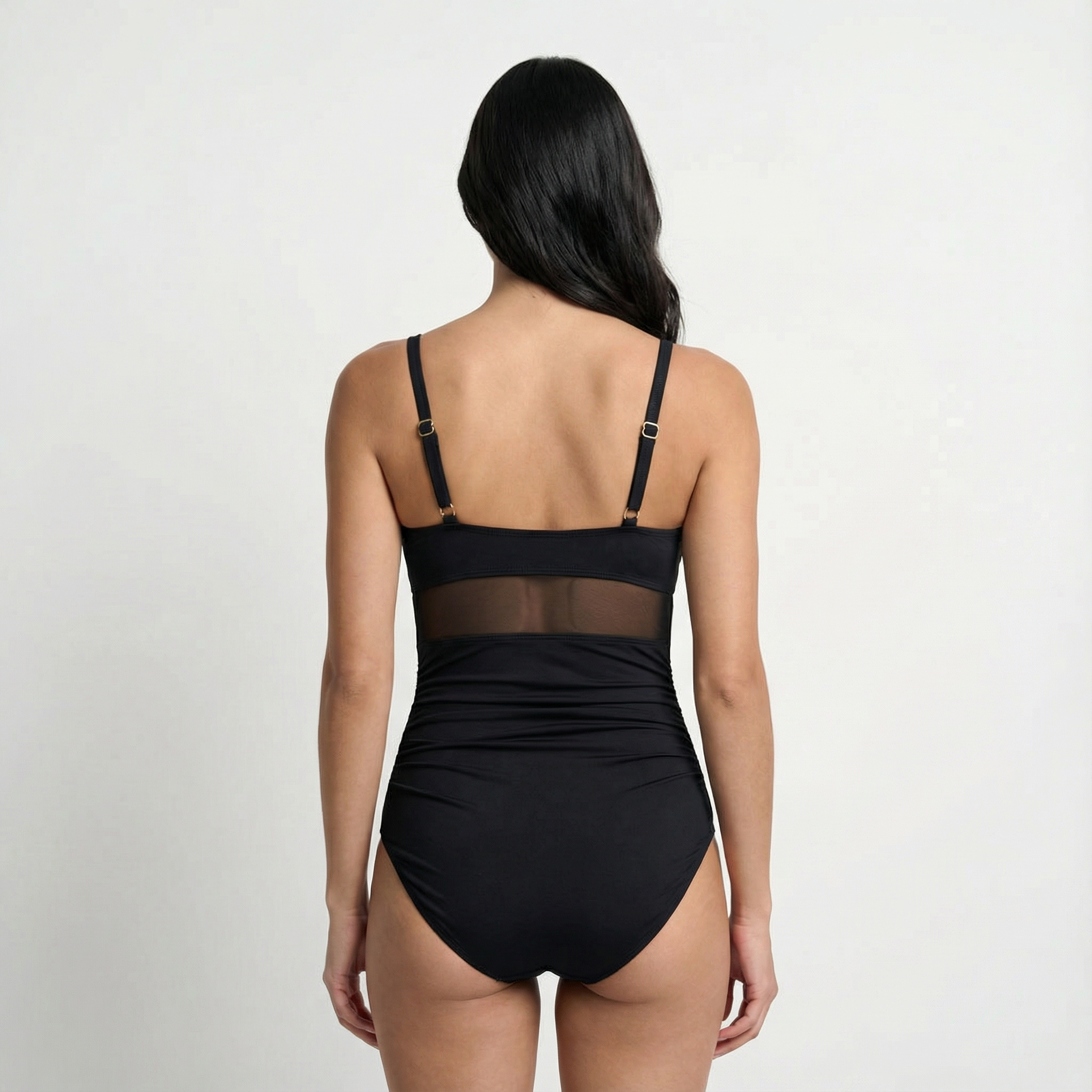 Swimsuit One Piece Mesh Plunge High Cut Women's