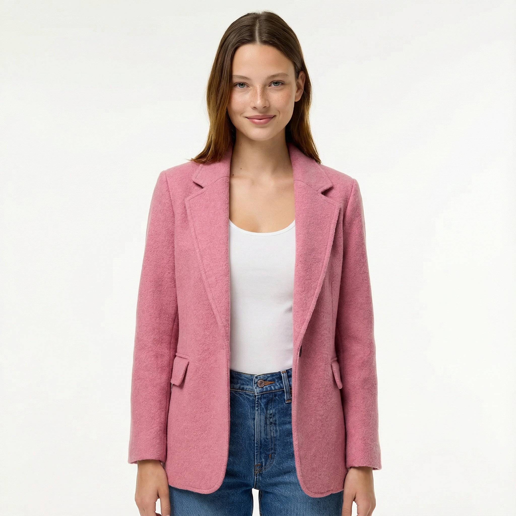 Blazer Jacket Tailored Notch Lapel Single Button Formal Office Ladies