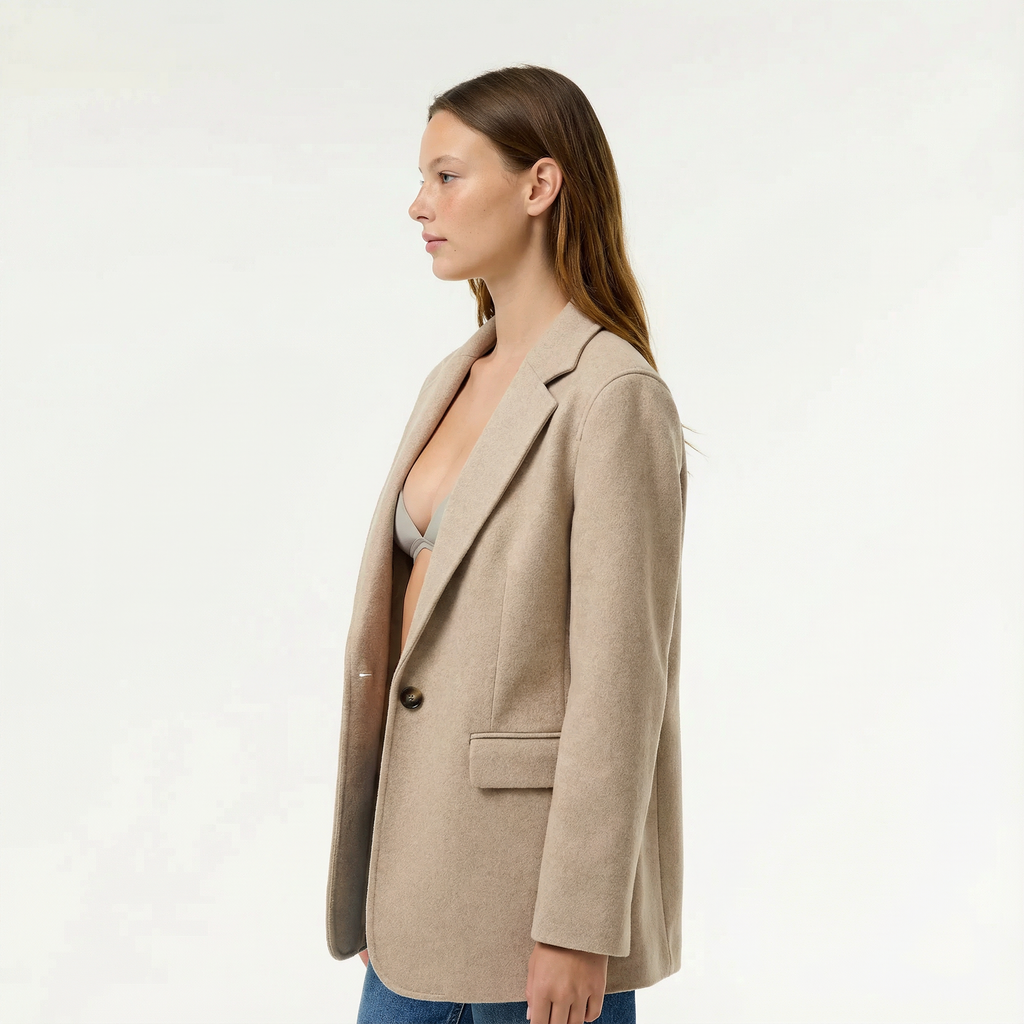 Blazer Jacket Tailored Notch Lapel Single Button Formal Office Ladies