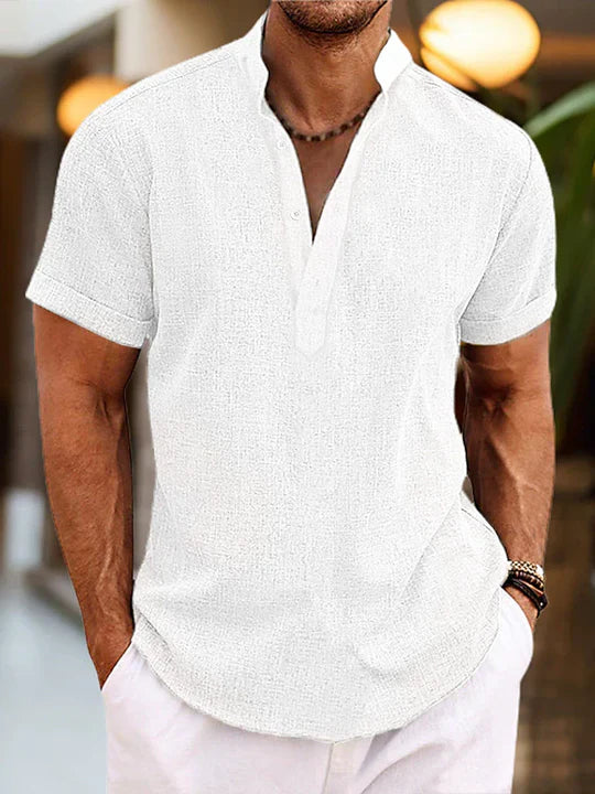 Riley Men's Short-Sleeve Henley Shirt - Relaxed Fit, Classic Button Neckline, Breathable Summer Style