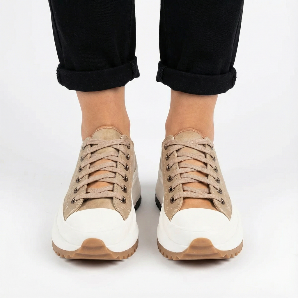 Platform Sneakers Chunky Sole Lace Up Canvas Casual Holiday Women's Shoes