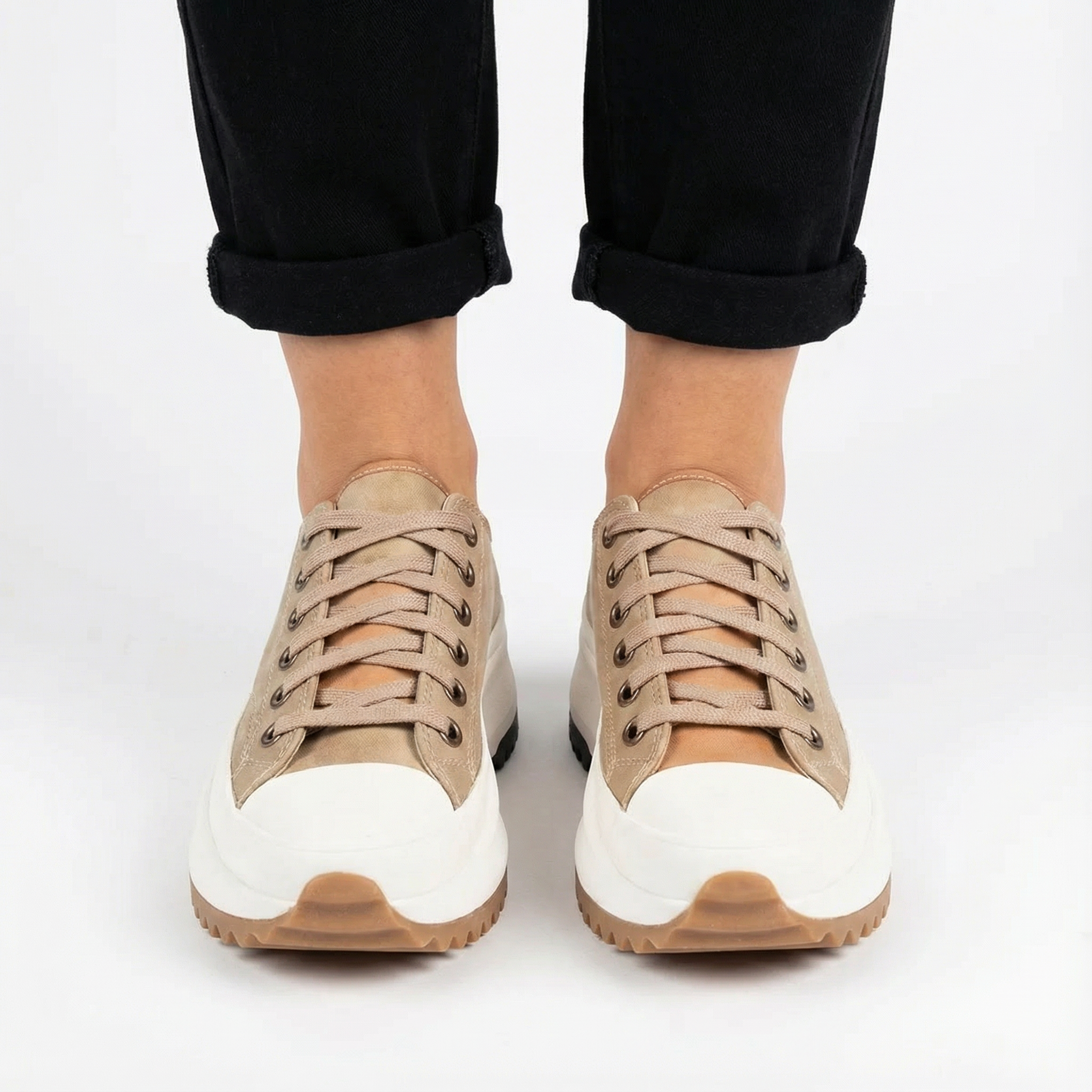 Platform Sneakers Chunky Sole Lace Up Canvas Casual Holiday Women's Shoes