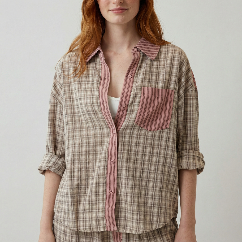 Pyjama Set Long Sleeve Trousers Button Night Wear Women's