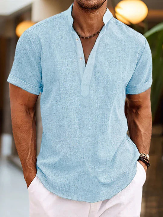 Riley Men's Short-Sleeve Henley Shirt - Relaxed Fit, Classic Button Neckline, Breathable Summer Style