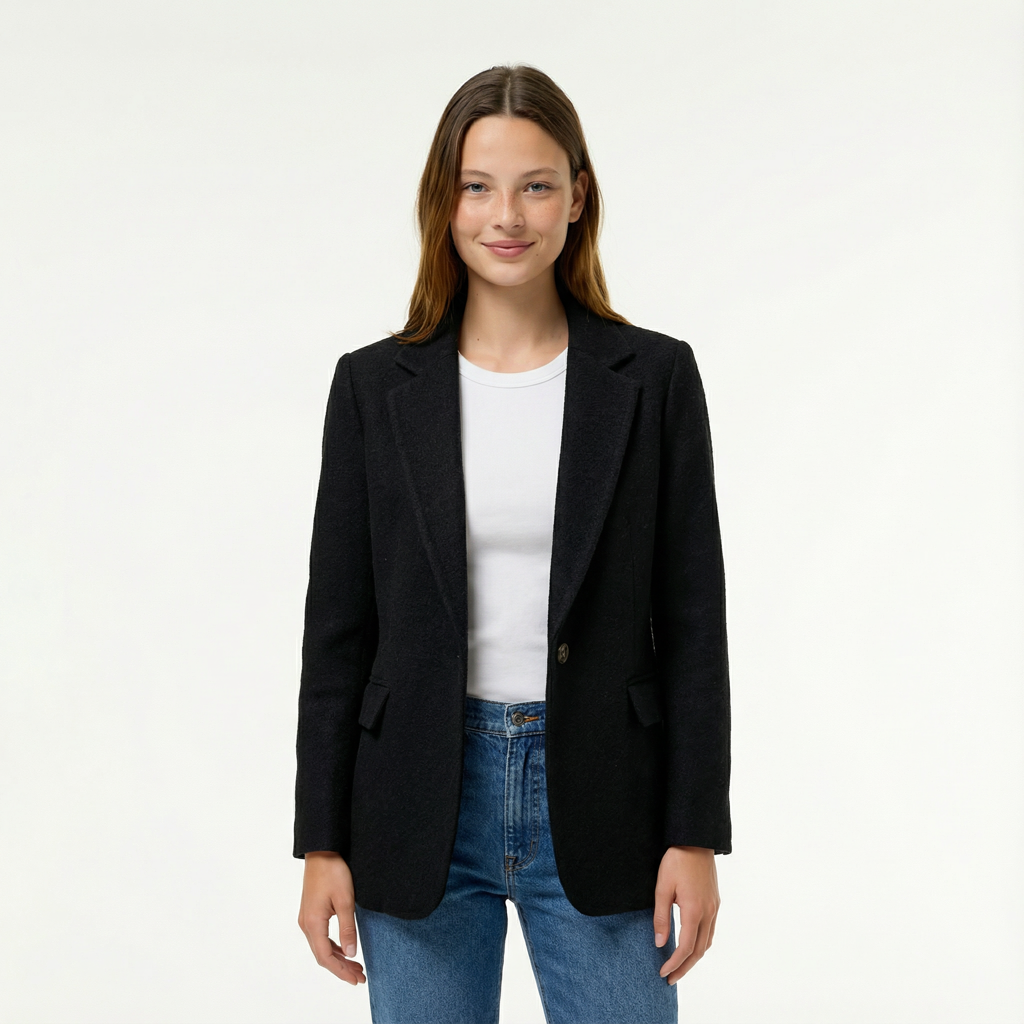 Blazer Jacket Tailored Notch Lapel Single Button Formal Office Ladies