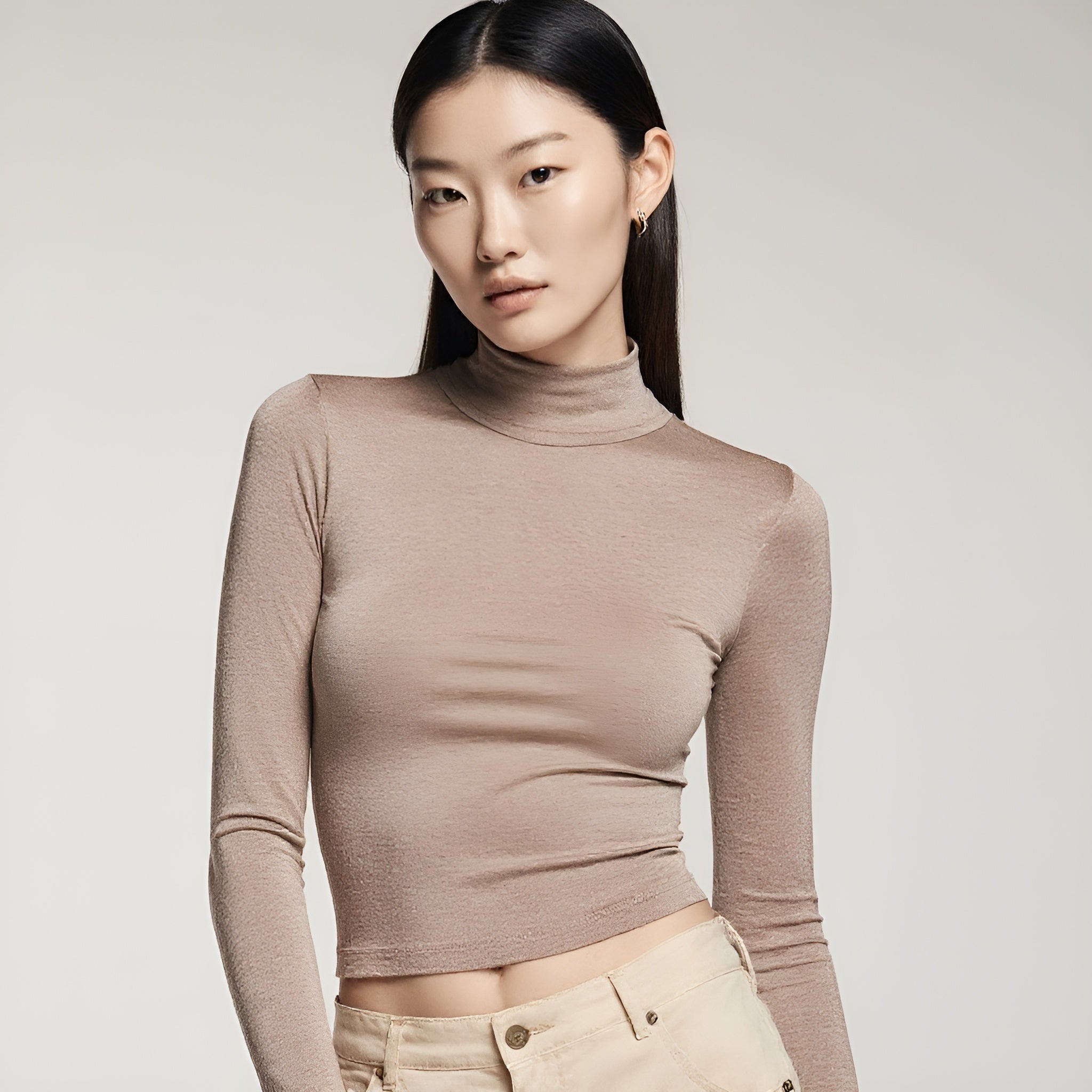 Fitted Turtleneck Top