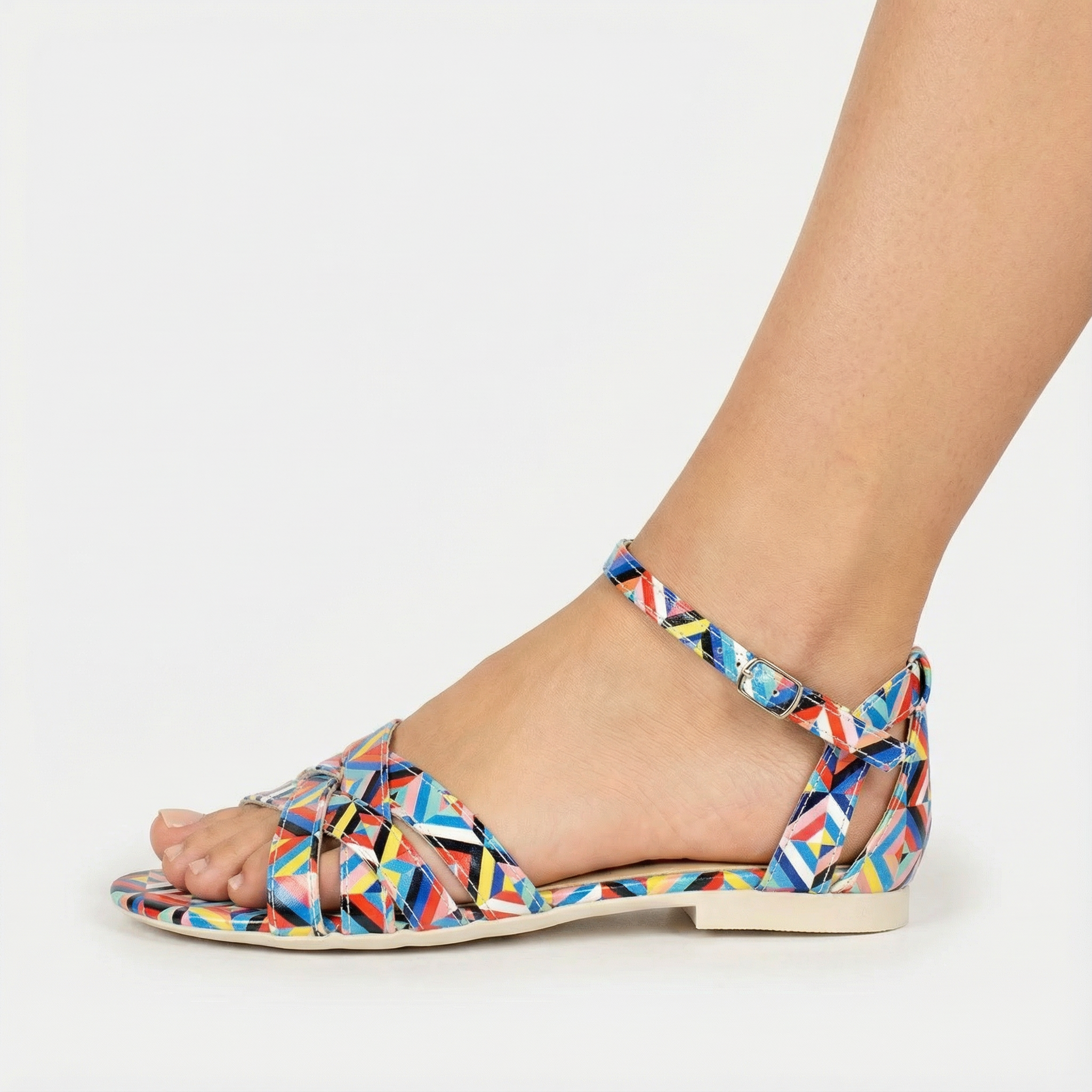 Strappy Flat Sandals for Women Leather Summer Comfortable Holiday Beach