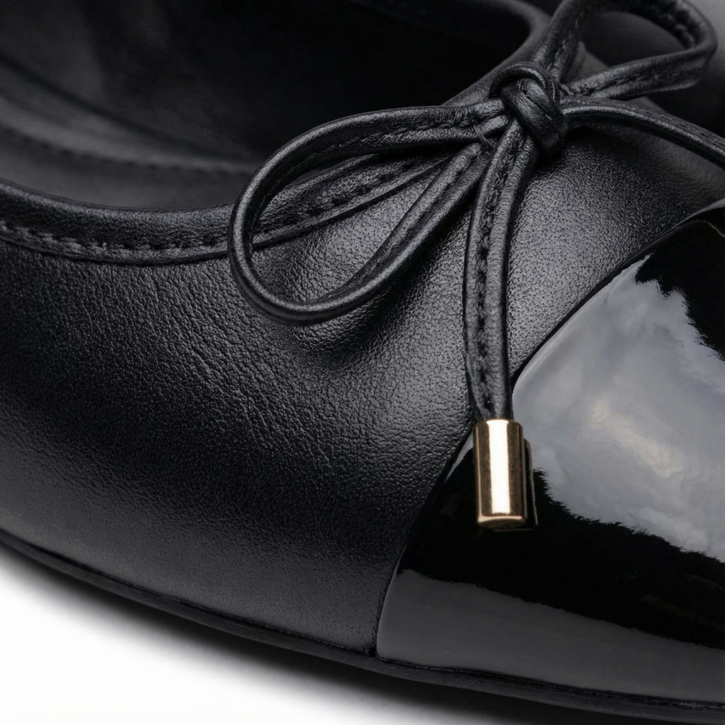 Women's Leather Ballet Pumps Slip On Comfortable Work Office Flat