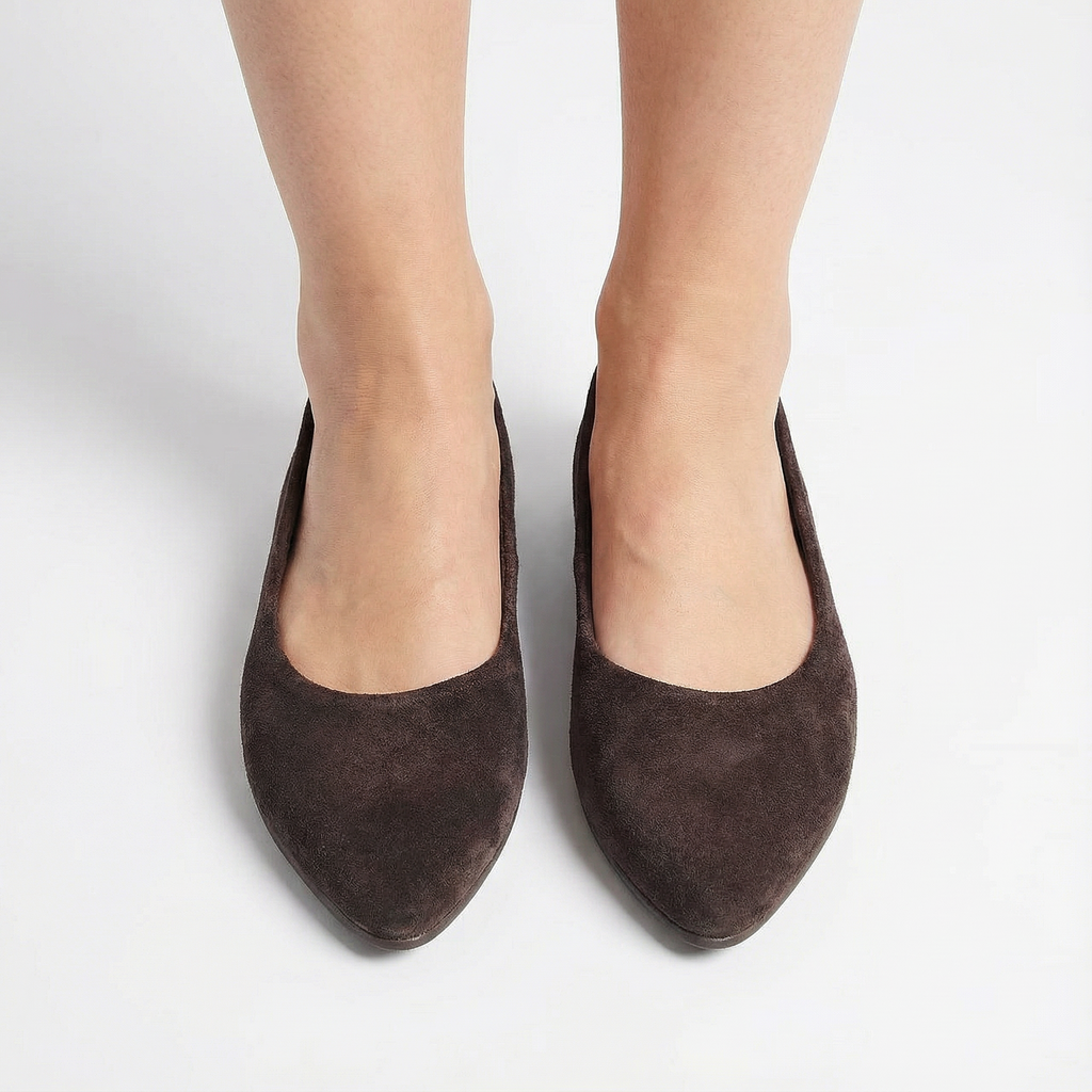Women's Suede Ballerina Flats Slip On Comfortable Work Office