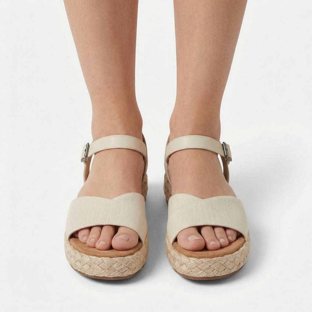 Abby Flatform Espadrille Sandals - Braided Rope Wrap, Ankle Strap, Minimalist Silhouette
