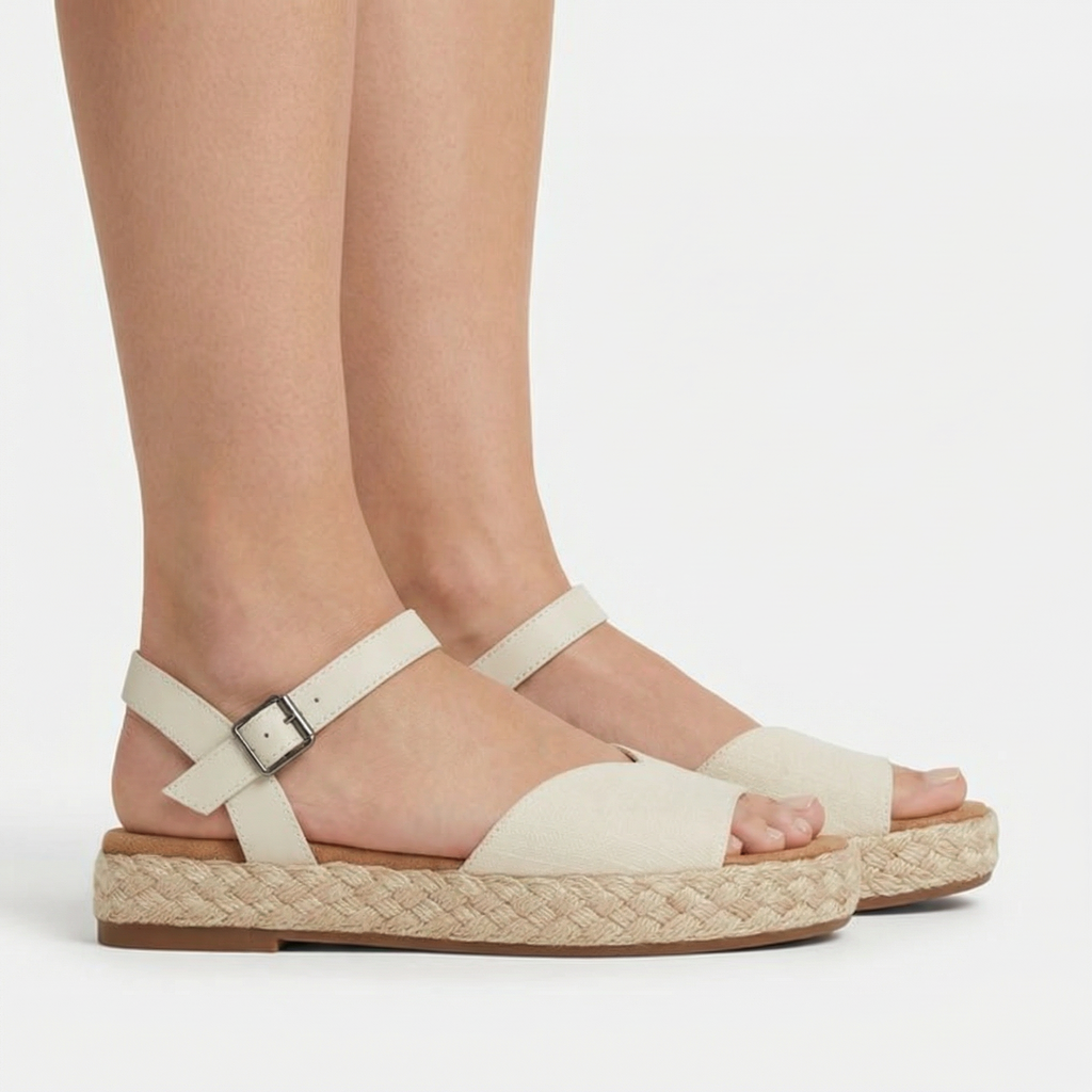 Abby Flatform Espadrille Sandals - Braided Rope Wrap, Ankle Strap, Minimalist Silhouette