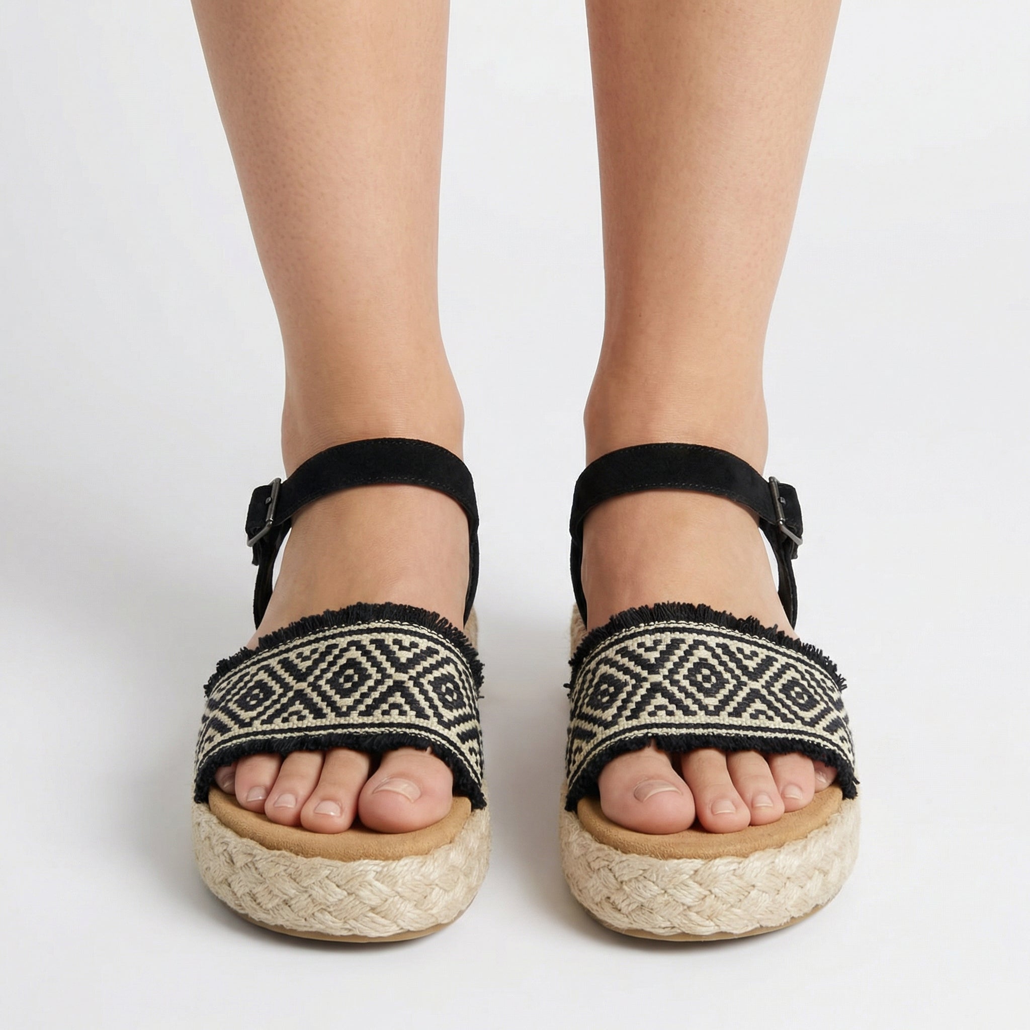 Abby Flatform Espadrille Sandals - Braided Rope Wrap, Ankle Strap, Minimalist Silhouette