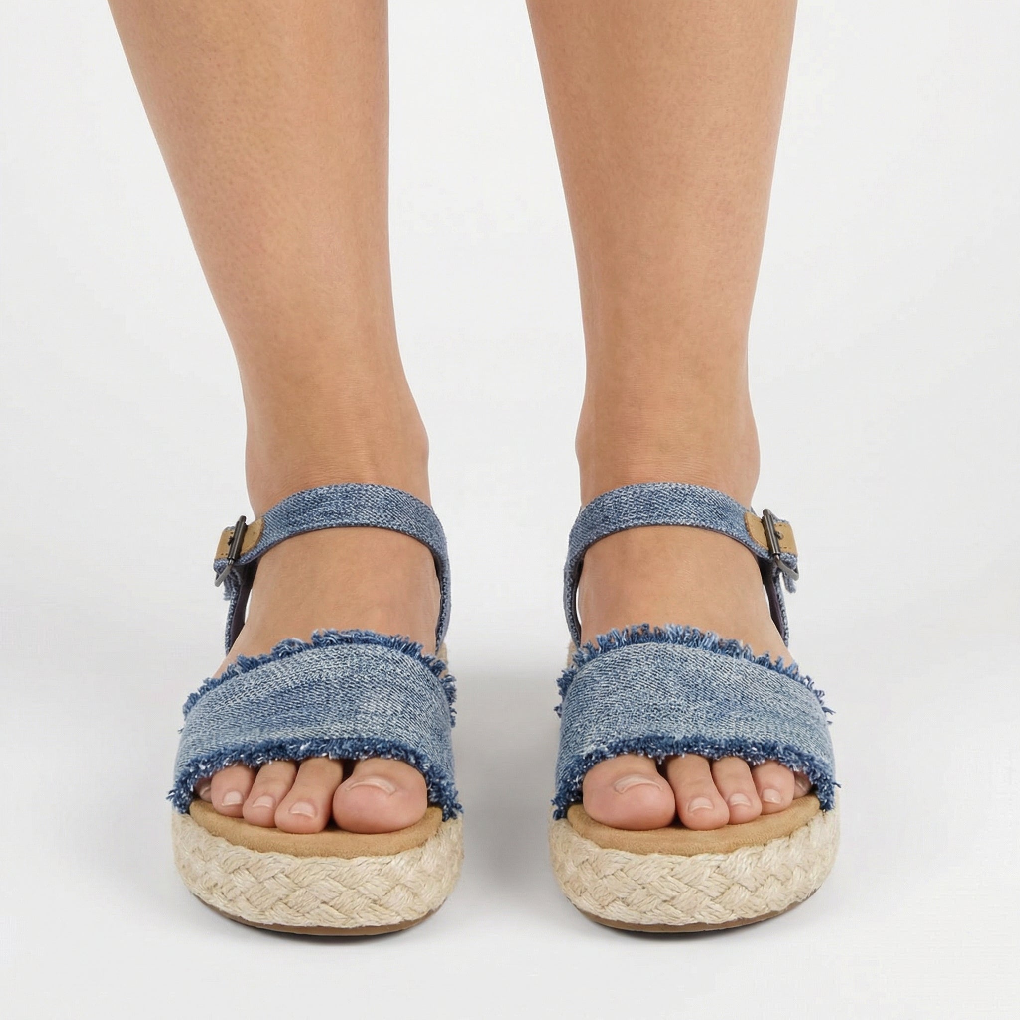 Abby Flatform Espadrille Sandals - Braided Rope Wrap, Ankle Strap, Minimalist Silhouette