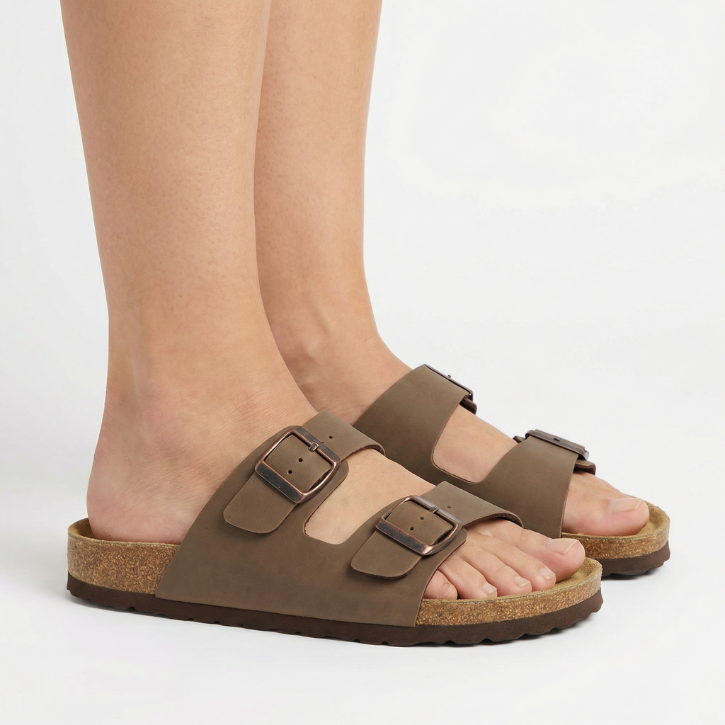 Lane Cork Footbed Sandals - Cushioned Leather Insole, Adjustable Straps, Traction EVA Outsole