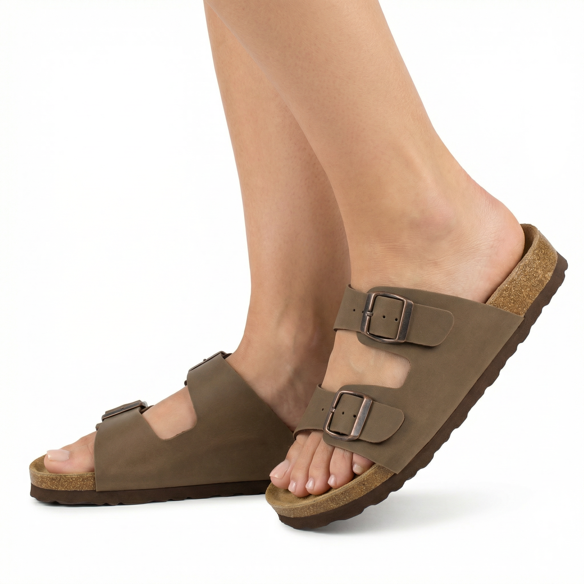 Lane Cork Footbed Sandals - Cushioned Leather Insole, Adjustable Straps, Traction EVA Outsole