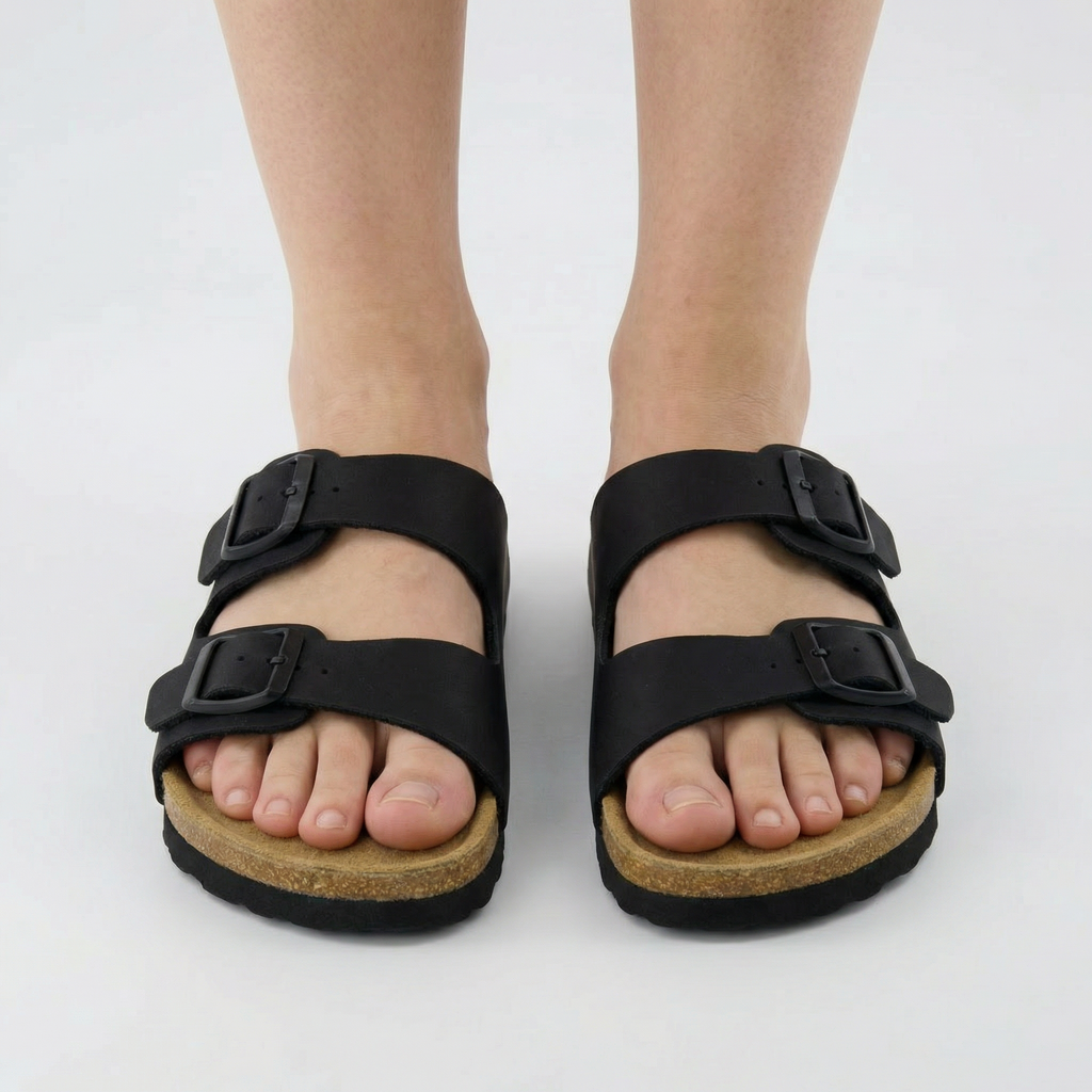 Lane Cork Footbed Sandals - Cushioned Leather Insole, Adjustable Straps, Traction EVA Outsole