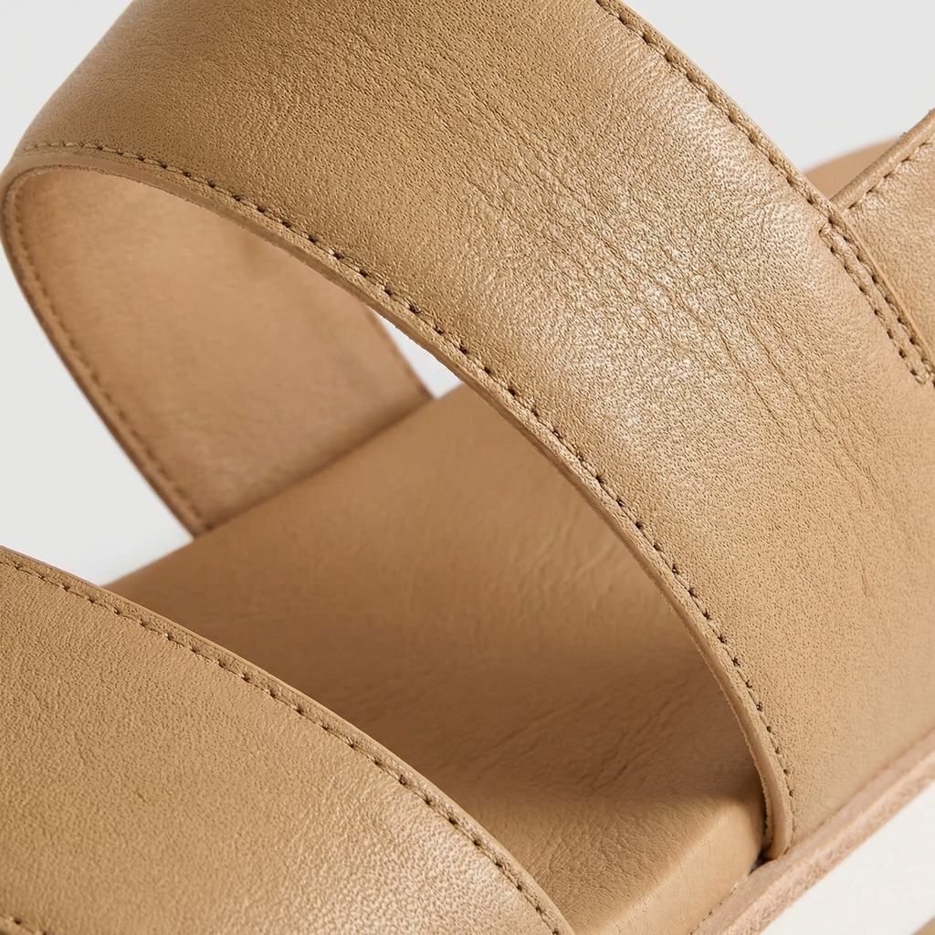 Italian Leather Platform Sandals - Arch Support, 30mm Lightweight Sole, Non-Slip Rubber Outsole