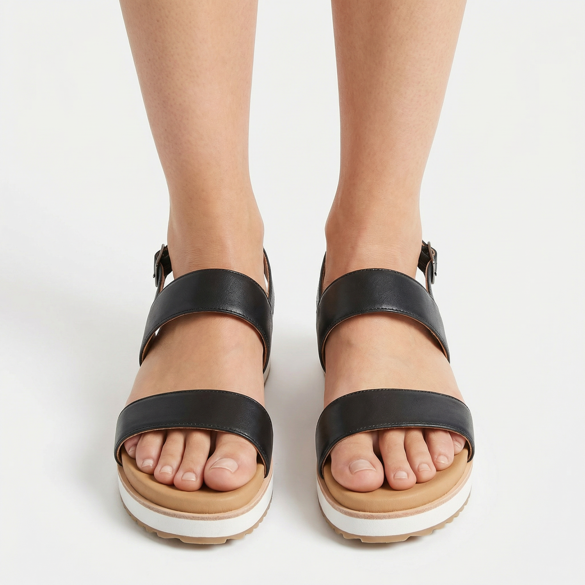 Italian Leather Platform Sandals - Arch Support, 30mm Lightweight Sole, Non-Slip Rubber Outsole