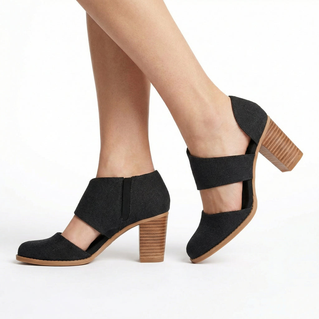 Milan Closed Toe Heels - Geo Basket PU Leather, CloudBound Insole, Side Zipper Entry